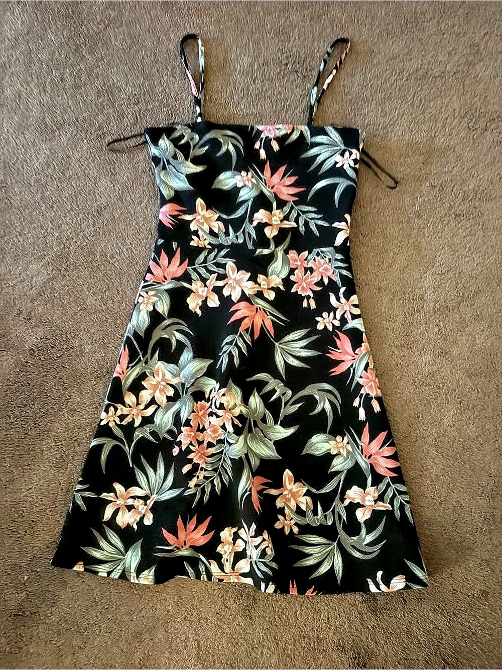 Chico's Floral Mini Dress Black & Pink Size 4 Like New